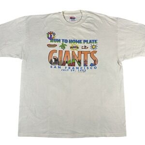 VTG 90s San Francisco Giants Shirt Men's XL "Run To‎ Home Plate" Graphic Hanes